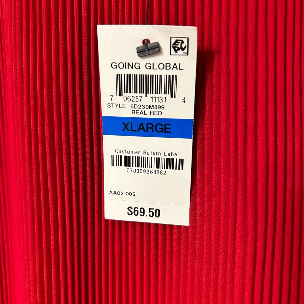 INC Red cold shoulder, pleated blouse. Size XL. - Picture 6 of 9
